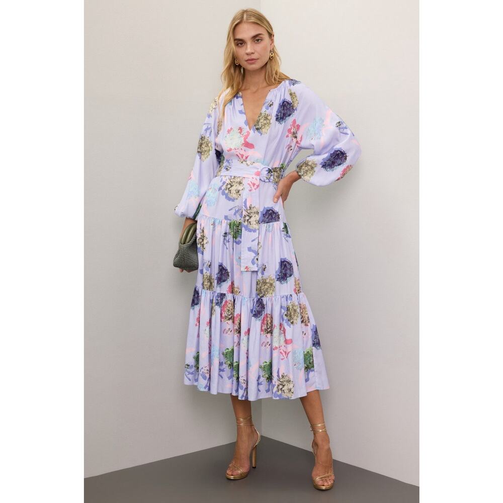 Prabal Gurung Tencel Floral Tiered Dress 10 Excellent Does not have belt